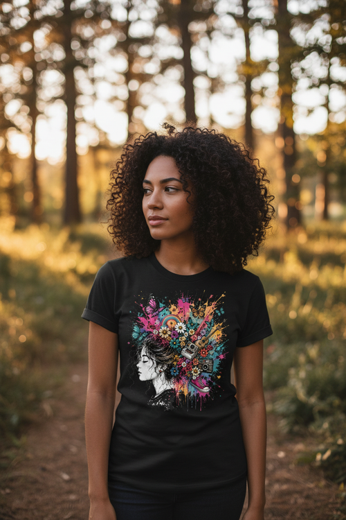 Color Explosion Black Tee Mockup
